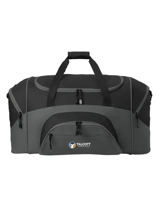 Standard Colorblock Black/Dark Grey Sport Duffel w/Talcott Logo