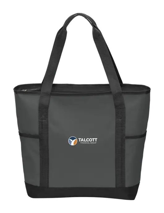 On the Go Charcoal/Black Tote  w/Talcott Logo