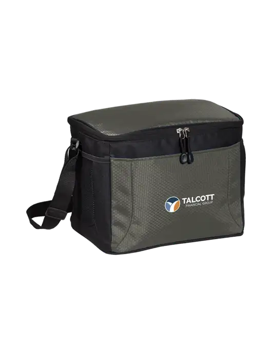 12 Can Grey/Black Cube Cooler w/Talcott Logo