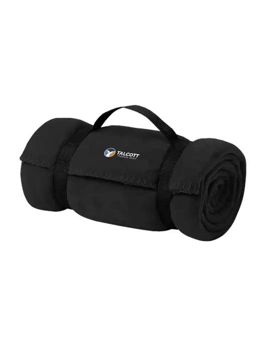 Casual Black Fleece Blanket With Strap w/Talcott Logo