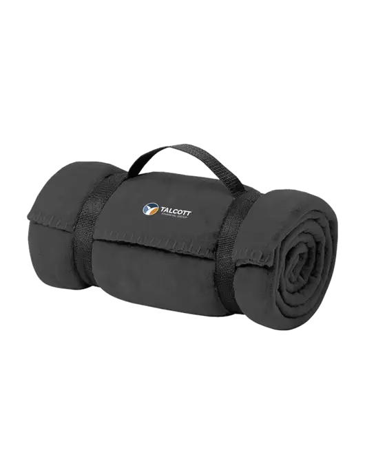 Casual Midnight Heather Fleece Blanket With Strap w/Talcott Logo