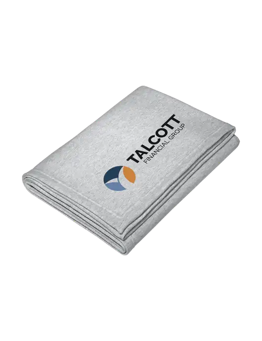 Core Light Grey Heather Fleece Sweatshirt Blanket w/Talcott Logo