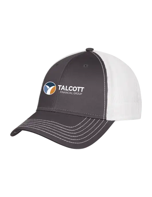 Dark Grey/White Mesh Trucker Cap Snap Back w/Talcott Logo