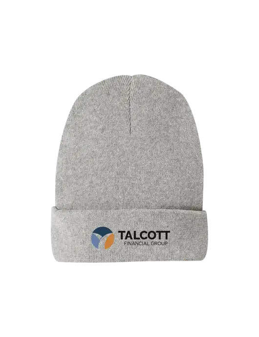Recycled Light Heather Grey Beanie w/Talcott Logo