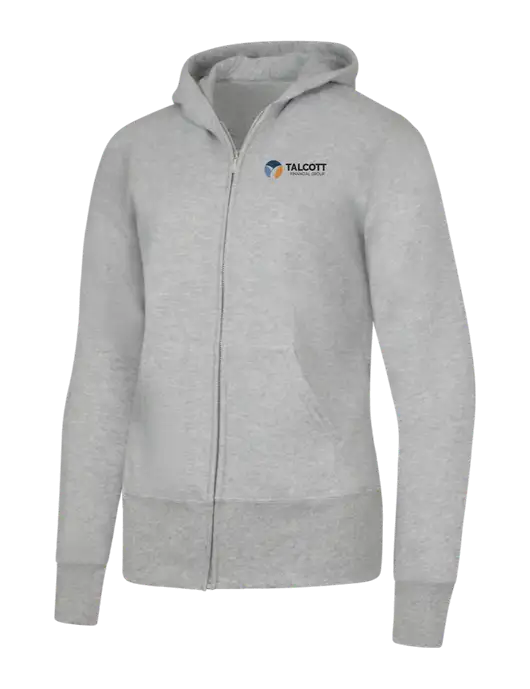 Grey Heather Womens Core Fleece Full-Zip Hooded Sweatshirt w/Talcott Logo