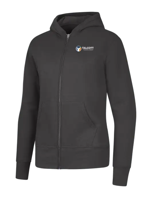 Charcoal Womens Core Fleece Full-Zip Hooded Sweatshirt w/Talcott Logo