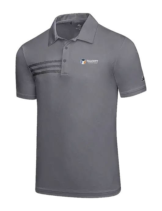 Adidas Medium Grey 3 Stripes Chest Polo w/Talcott Logo