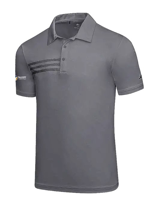 Adidas Medium Grey 3 Stripes Chest Polo w/Talcott Logo