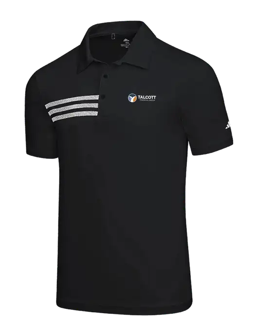 Adidas Black 3 Stripes Chest Polo w/Talcott Logo