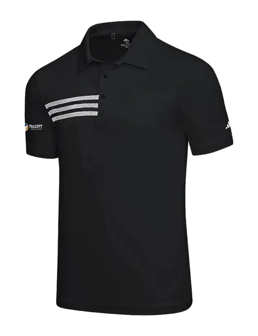 Adidas Black 3 Stripes Chest Polo w/Talcott Logo