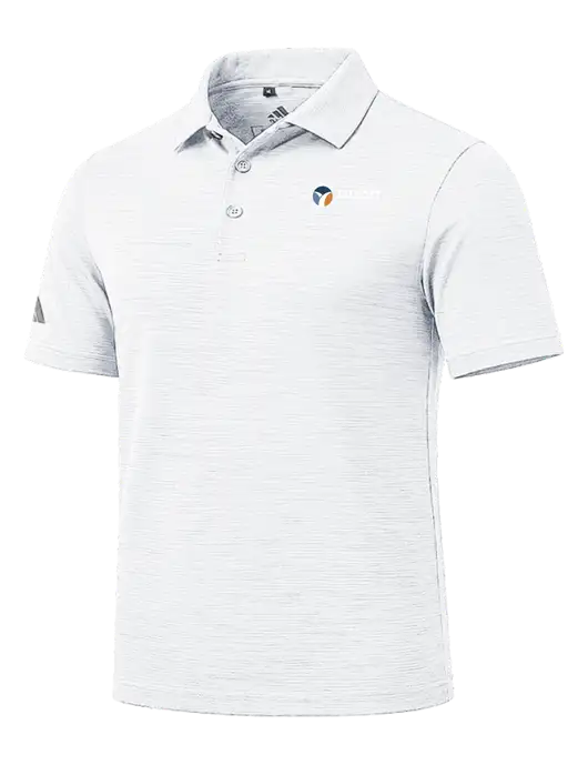 Adidas White Textured Stripe Polo w/Talcott Logo