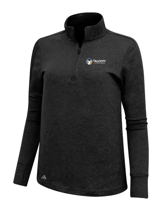 Adidas Black Melange Womens 3 Stripes Quarter Zip Sweater w/Talcott Logo