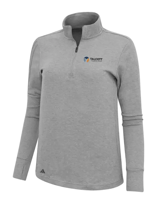Adidas Light Grey Melange Womens 3 Stripes Quarter Zip Sweater w/Talcott Logo
