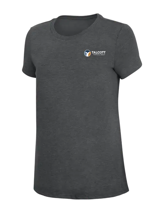 Womens Simply Soft Charcoal 4.5oz Poly/Combed Ring Spun Cotton T-Shirt w/Talcott Logo