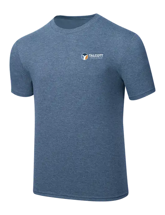Simply Soft Light Slate Blue Heathered 4.5oz  Poly/Combed Ring Spun Cotton T-Shirt w/Talcott Logo