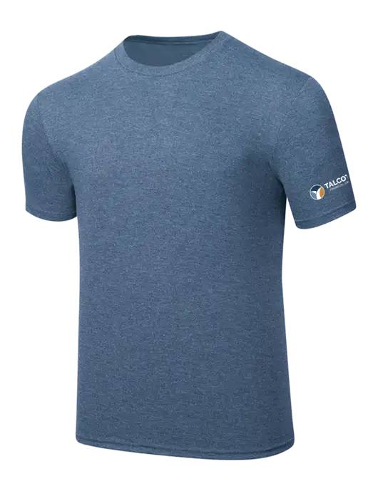 Simply Soft Light Slate Blue Heathered 4.5oz  Poly/Combed Ring Spun Cotton T-Shirt w/Talcott Logo