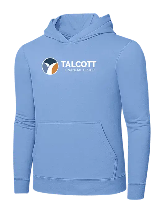 Light Blue 7.8. oz Ring Spun Hooded Sweatshirt w/Talcott Logo