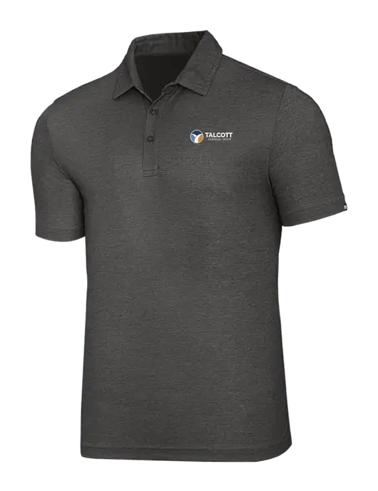 TravisMathew Black Heather Oceanside Polo w/Talcott Logo