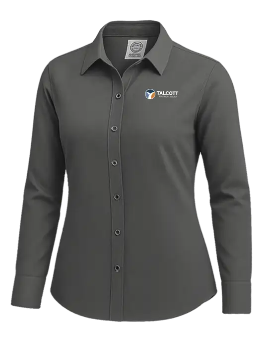 Brooks Brothers Womens Dark Grey Wrinkle-Free Stretch Nailhead Shirt w/Talcott Logo