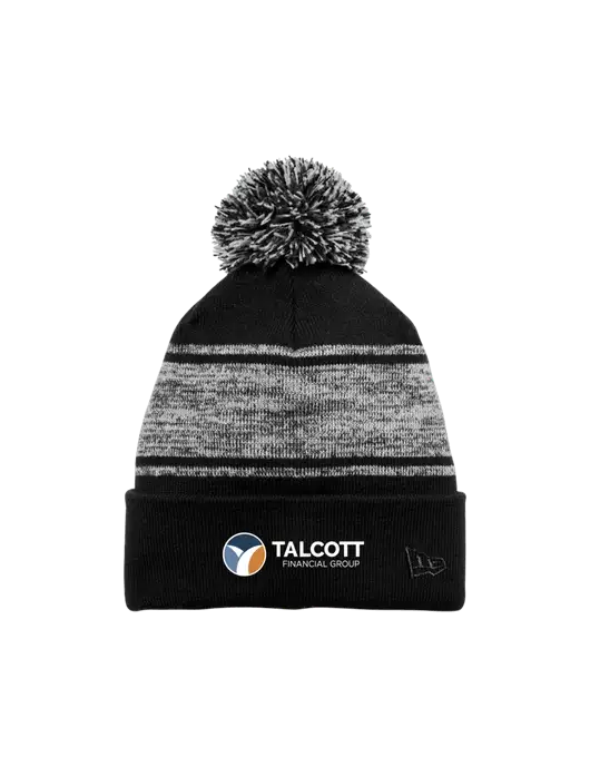 New Era Black/Charcoal Knit Chilled Pom Beanie w/Talcott Logo