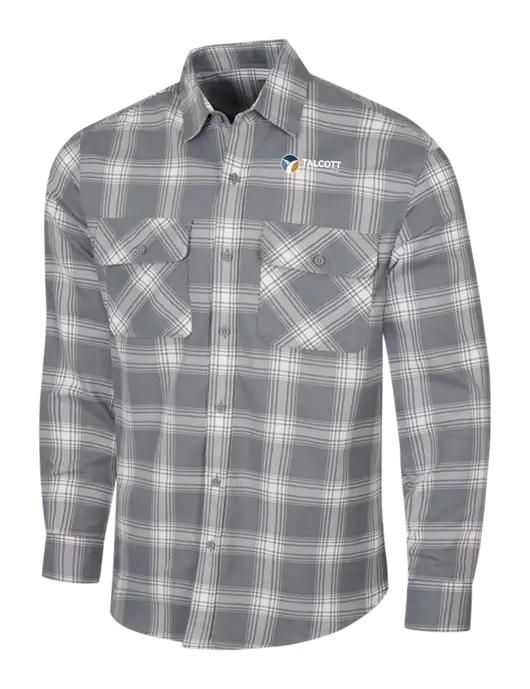 Medium Grey/Cream Plaid Flannel Shirt w/Talcott Logo