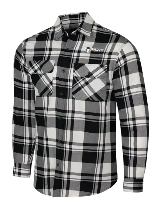 White/Black Plaid Flannel Shirt w/Talcott Logo