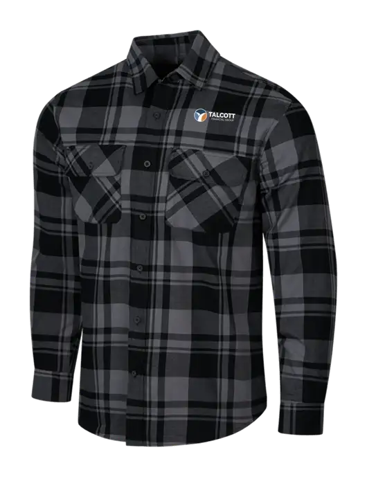 Medium Grey/Black Plaid Flannel Shirt w/Talcott Logo