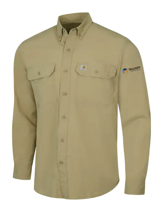 Carhartt Force Dark Tan Solid Long Sleeve Shirt w/Talcott Logo