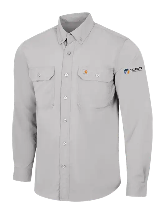 Carhartt Force Light Grey Solid Long Sleeve Shirt w/Talcott Logo