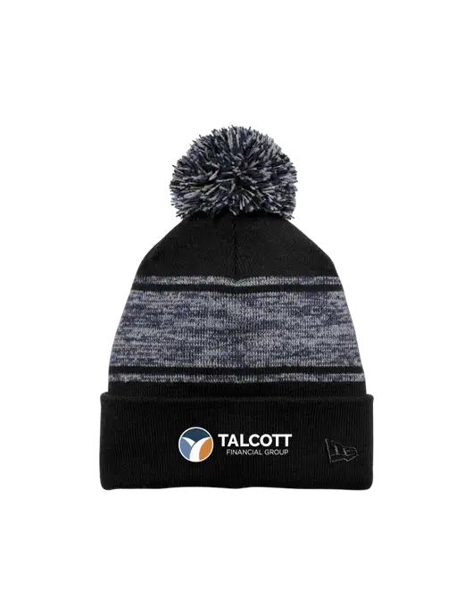 New Era Black/Navy Knit Chilled Pom Beanie w/Talcott Logo