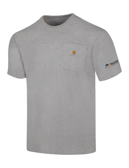 Carhartt Loose Fit Workwear Light Grey Heather Short Sleeve Pocket T-Shirt w/Talcott Logo
