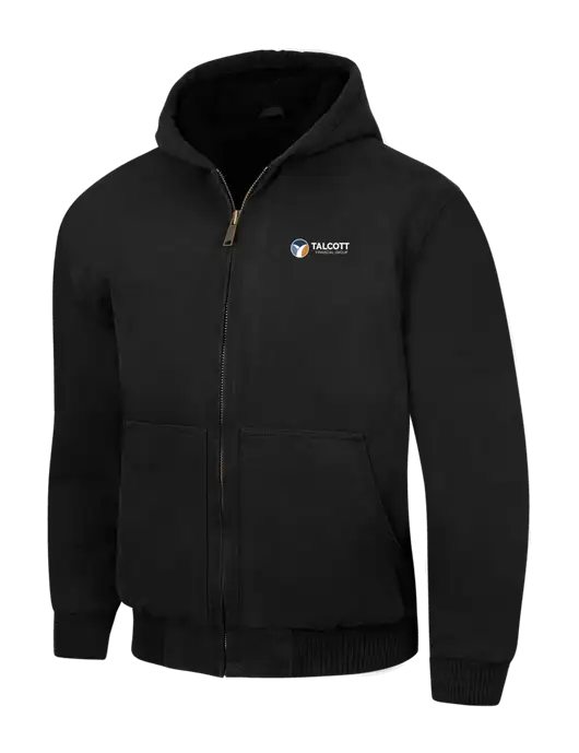 CornerStone Black Washed Duck Cloth Insulated Hooded Work Jacket w/Talcott Logo