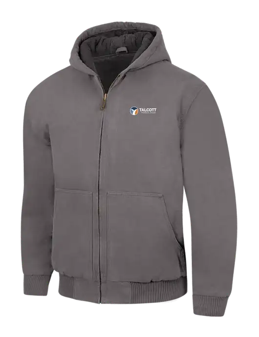 CornerStone Medium Grey Washed Duck Cloth Insulated Hooded Work Jacket w/Talcott Logo