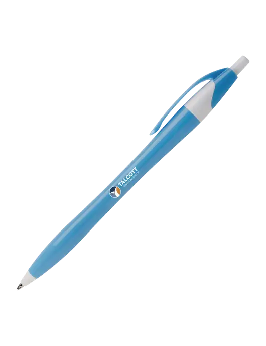 Novella Light Blue/White Breeze Pen - Blue Ink w/Talcott Logo