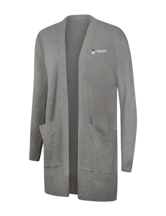 Mercer+Mettle Womens Light Grey Heather Open Front Cardigan Sweater w/Talcott Logo