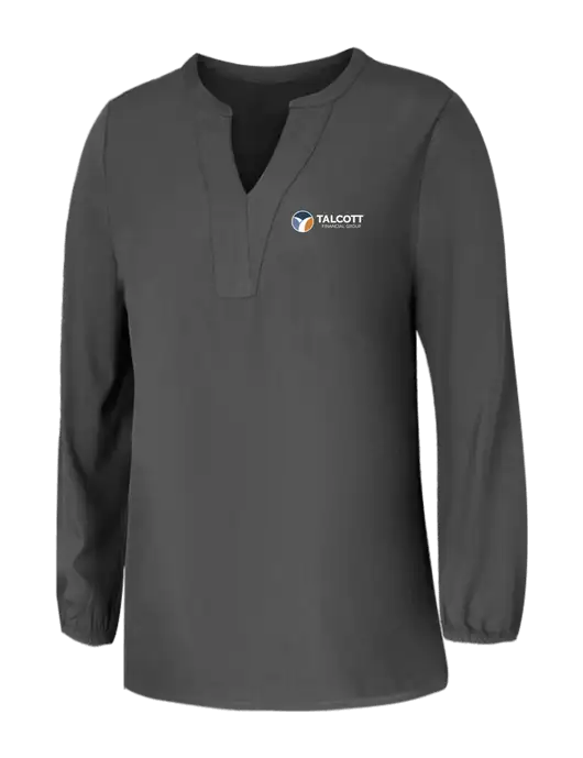 Mercer+Mettle Womens Dark Grey Stretch Crepe 3/4 Sleeve Blouse w/Talcott Logo