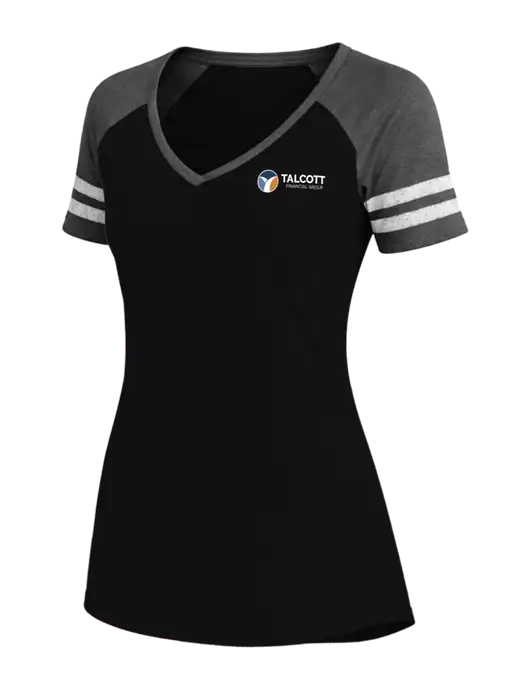 Womens Black/Charcoal Heather V-Neck Game Tee w/Talcott Logo