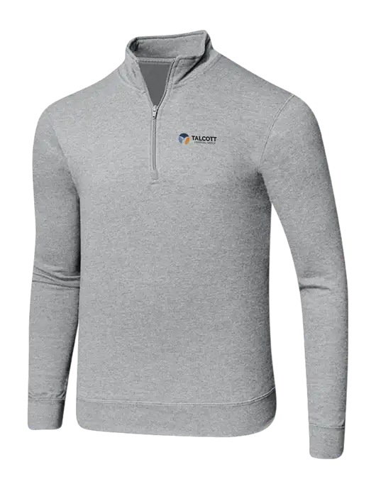 Light Heather Grey 8.5 oz Ring Spun 1/4 Zip Pullover Sweatshirt w/Talcott Logo