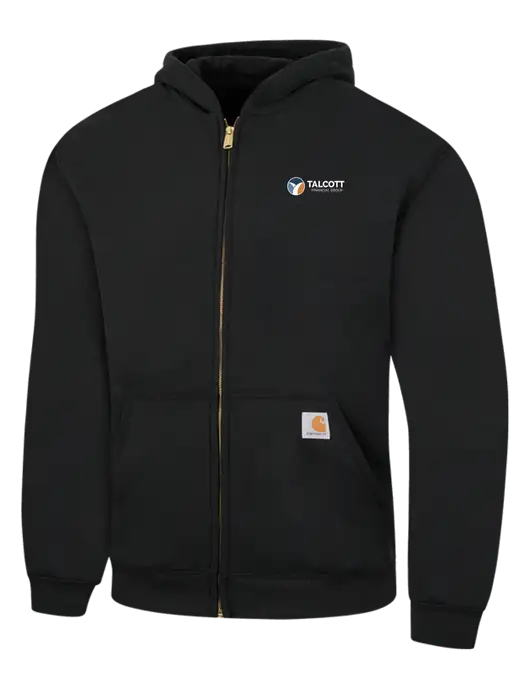 Carhartt Black Midweight Hooded Zip-Front Sweatshirt w/Talcott Logo