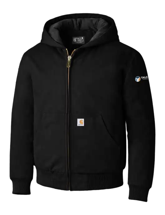 Carhartt Black Quilted-Flannel-Lined Duck Active Jacket w/Talcott Logo