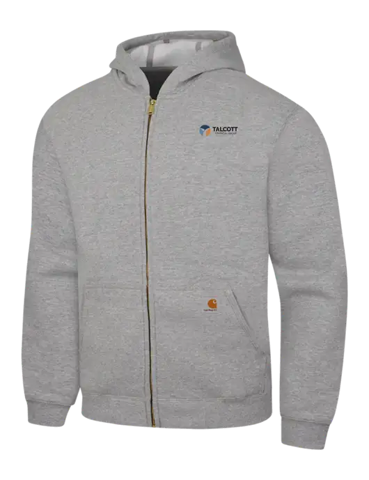 Carhartt Light Grey Heather Midweight Hooded Zip-Front Sweatshirt w/Talcott Logo