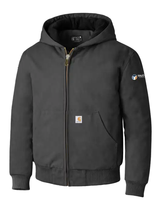 Carhartt Dark Grey Quilted-Flannel-Lined Duck Active Jacket w/Talcott Logo