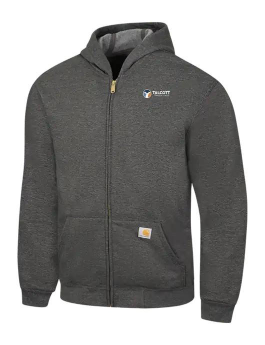 Carhartt Dark Grey Heather Midweight Hooded Zip-Front Sweatshirt w/Talcott Logo