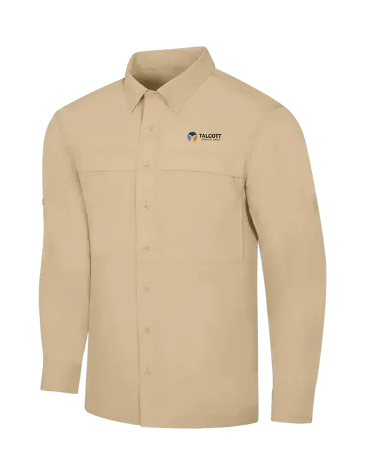 Tan Long Sleeve UV Daybreak Shirt w/Talcott Logo
