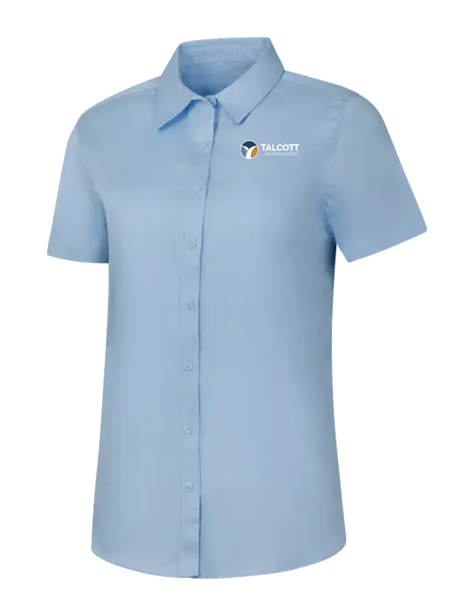Womens Light Blue Short Sleeve Superpro React Twill Shirt w/Talcott Logo