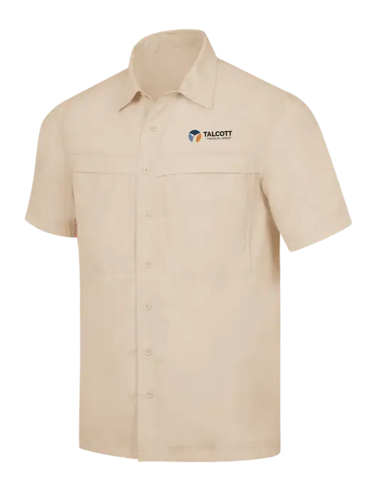 Tan Short Sleeve UV Daybreak Shirt w/Talcott Logo