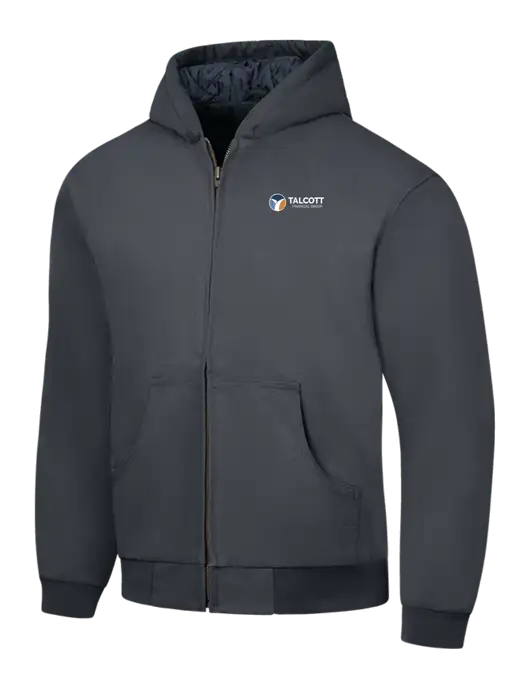 CornerStone Charcoal Duck Cloth Hooded Work Jacket w/Talcott Logo