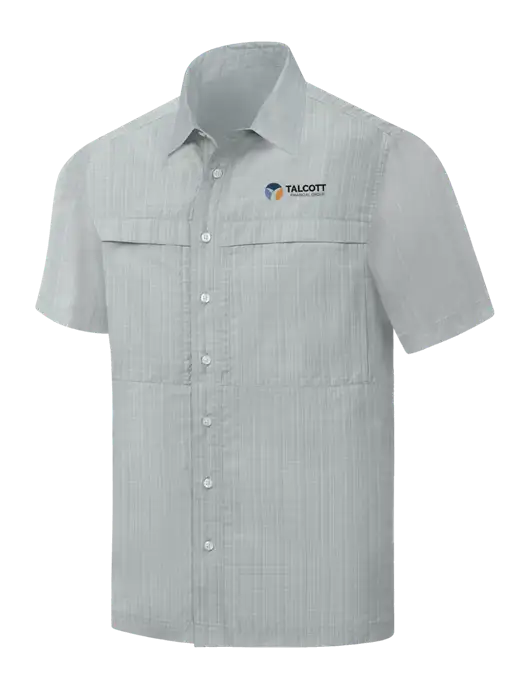 Light Grey Crosshatch Short Sleeve UV Daybreak Shirt w/Talcott Logo