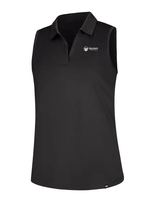 TravisMathew Womens Black Coto Performance Sleeveless Polo w/Talcott Logo