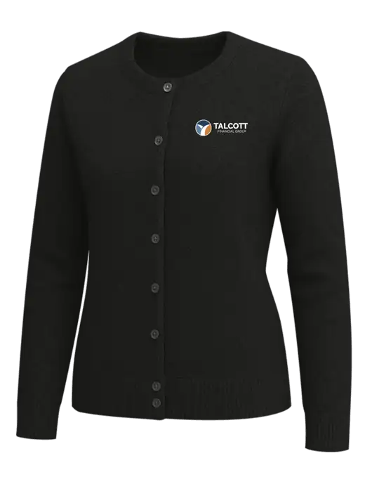 Brooks Brothers Womens Black Washable Merino Cardigan Sweater w/Talcott Logo